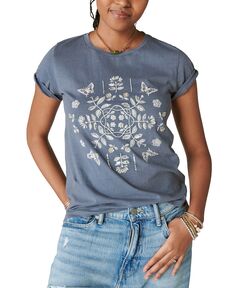 Женская классическая футболка-бандана с круглым вырезом и украшением в виде бабочки Lucky Brand