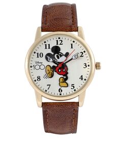 Аналоговые коричневые часы из искусственной кожи унисекс, посвященные 100-летию Disney, 30 мм Accutime, коричневый