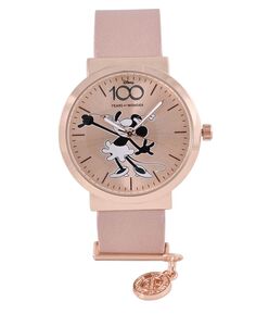 Женские аналоговые розовые часы из искусственной кожи в честь 100-летия Disney, 32 мм Accutime, розовый