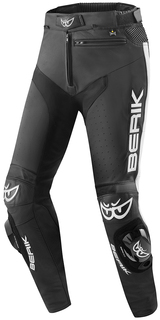 Мотоциклетные кожаные штаны Berik Track с регулируемой талией, черный/белый