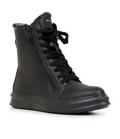 Мужские кожаные ботинки с двумя молниями на меховой подкладке Karl Lagerfeld, черный