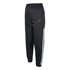 Спортивные штаны Adidas Solid Color Side Stripe Printing Elastic Waistband Sports Autumn Black, Черный