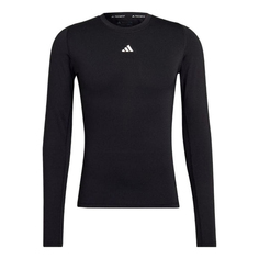 Футболка Adidas Solid Color Logo Slim Fit Sports Training Long Sleeves Black T-Shirt, Черный