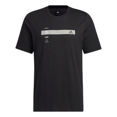 Футболка Adidas Stripe Printing Sports Short Sleeve Black T-Shirt, Черный