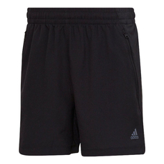 Шорты Adidas Solid Color Logo Printing Elastic Waistband Gym Black, Черный