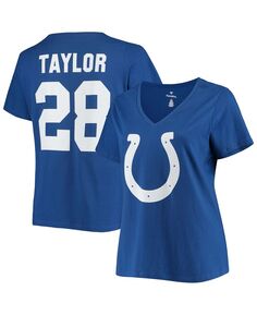 Женская футболка больших размеров Jonathan Taylor Royal Indianapolis Colts с v-образным вырезом и номером Fanatics, синий