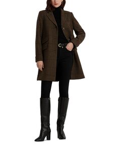 Женское длинное пальто с зубчатым воротником Lauren Ralph Lauren
