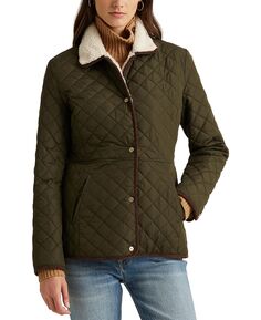 Женское стеганое пальто с воротником из искусственного шерпа Lauren Ralph Lauren