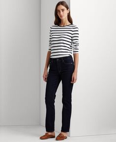 Прямые джинсы Petite со средней посадкой, миниатюрные и миниатюрные короткие джинсы Lauren Ralph Lauren