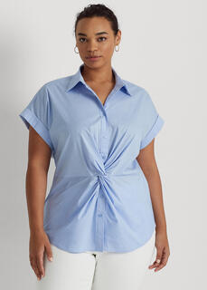 Рубашка с короткими рукавами из хлопка с закрученным спереди Ralph Lauren
