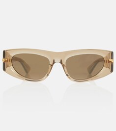 Оригинальные прямоугольные солнцезащитные очки Bottega Veneta, бежевый