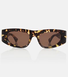 Оригинальные прямоугольные солнцезащитные очки Bottega Veneta, коричневый