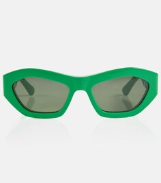 Солнцезащитные очки в шестиугольной оправе «кошачий глаз» Bottega Veneta, зеленый