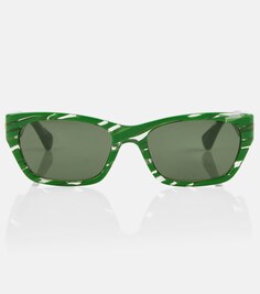Солнцезащитные очки прямоугольной формы из ацетата Bottega Veneta, зеленый