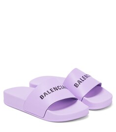 Резиновые шлепанцы с логотипом Balenciaga Kids, фиолетовый