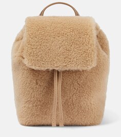 Рюкзак среднего размера из овечьей шерсти Brunello Cucinelli, бежевый