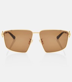 Солнцезащитные очки прямоугольной формы Bottega Veneta, коричневый
