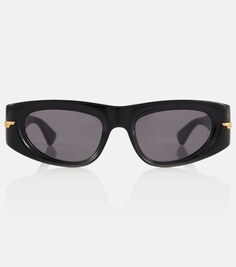 Оригинальные прямоугольные солнцезащитные очки Bottega Veneta, черный