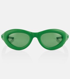 Овальные солнцезащитные очки Bottega Veneta, зеленый