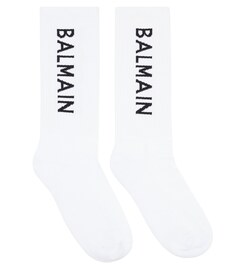 Носки из смесового хлопка с логотипом Balmain, белый