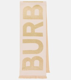Шарф из смесовой шерсти с логотипом Burberry, разноцветный