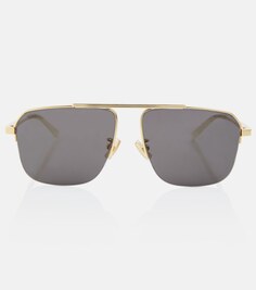 Солнцезащитные очки-авиаторы квадратной формы Bottega Veneta, серый