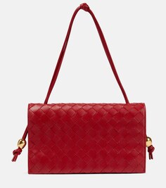 Маленькая кожаная сумка через плечо Trio Bottega Veneta, красный