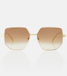 Солнцезащитные очки Santos de Cartier в квадратной оправе Cartier, коричневый