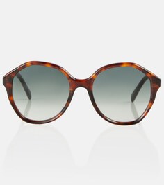 Солнцезащитные очки в крупной круглой оправе Celine, коричневый