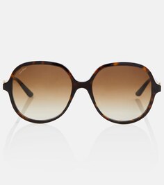 Круглые солнцезащитные очки Signature C de Cartier Cartier, коричневый