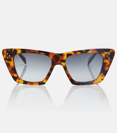 Солнцезащитные очки в черепаховой оправе «кошачий глаз» Celine, коричневый