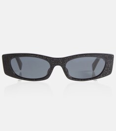 Украшенные солнцезащитные очки прямоугольной формы Celine, черный
