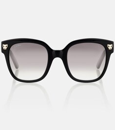 Квадратные солнцезащитные очки Panthère de Cartier Cartier, черный