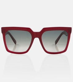 Солнцезащитные очки квадратной формы из ацетата Celine, красный