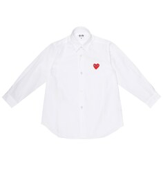 Рубашка из хлопкового поплина с логотипом Heart Comme des Garçons Play, белый