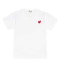 Хлопковая футболка с логотипом Heart Comme des Garçons Play, белый