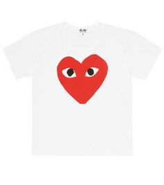 Хлопковая футболка с логотипом Heart Comme des Garçons Play, белый