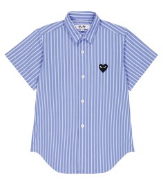 Рубашка из хлопкового поплина в полоску Comme des Garçons Play, синий