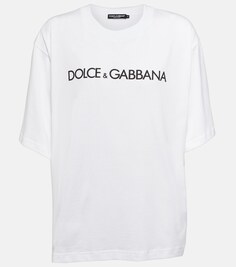Укороченная футболка DG из хлопкового джерси DOLCE&amp;GABBANA, белый