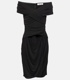 Мини-платье из джерси с открытыми плечами DIANE VON FURSTENBERG, черный