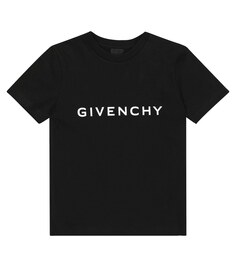 Хлопковая футболка с логотипом Givenchy Kids, черный