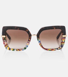 Солнцезащитные очки в крупной квадратной оправе Dolce&amp;Gabbana, коричневый