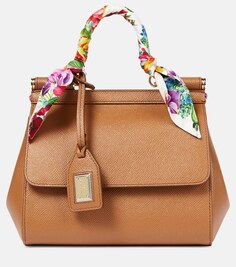 Маленькая сумка-тоут Sicily из кожи Dolce&amp;Gabbana, коричневый