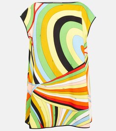 Мини-платье из смесового хлопка с радужным принтом PUCCI, разноцветный