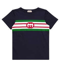 Хлопковая футболка с логотипом Gucci, синий