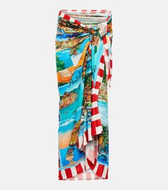 Шелковое пляжное платье с принтом Portofino DOLCE&amp;GABBANA, разноцветный