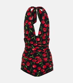 Купальник Cherry с вырезом халтер DOLCE&amp;GABBANA, черный