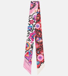 Шелковый шарф с принтом Ferragamo, розовый