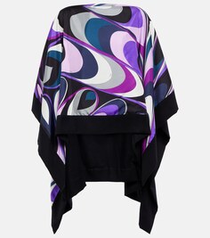 Блузка-пончо из шелка и шерсти с принтом PUCCI, фиолетовый