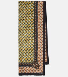 Шарф из кашемира и шелка с цветочным принтом Etro, разноцветный